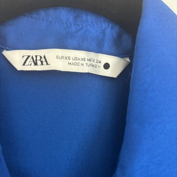 Zara Satin Effect Wrap Dress Cobalt Blue XS Deep Winter Color - Picture 6 of 10